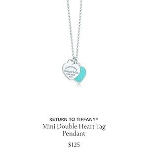 Tiffany double heart teal necklace